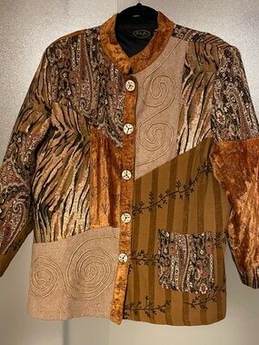 Julia Kim Wearable Art Mixed-Print Patchwork Jacket